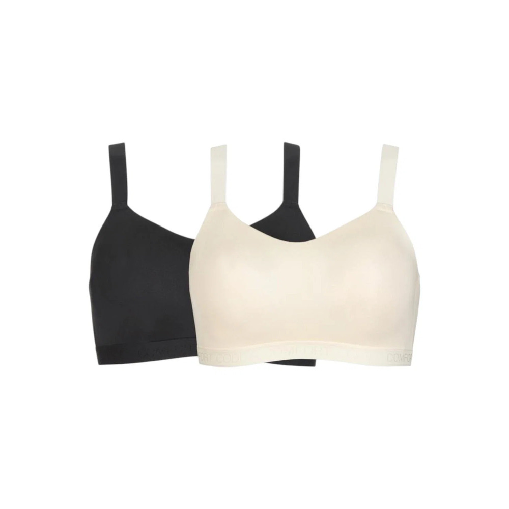 Comfort Code Women's 2pk Signature Smooth Wireless Bra Black/White - Regular